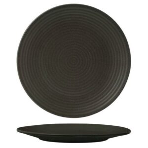 Charcoal Round Ribbed Plate