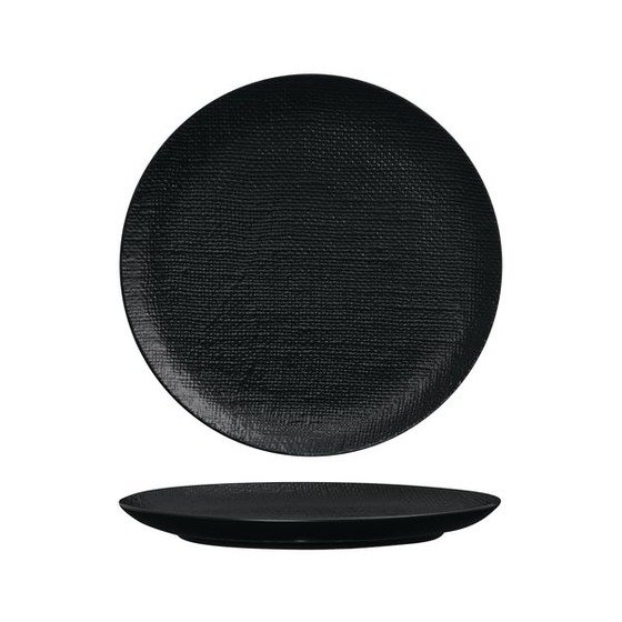 Linen Black Round Flat Coupe Plate