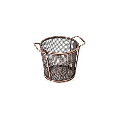 Antique Copper Round Service Basket